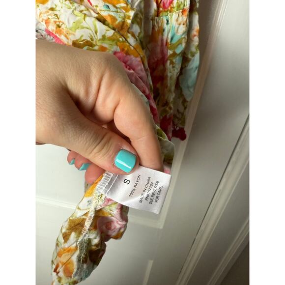 Grand & Greene Blouse Top Women's Small Pink Blue Floral Boho Chic Flowy - Picture 4 of 7